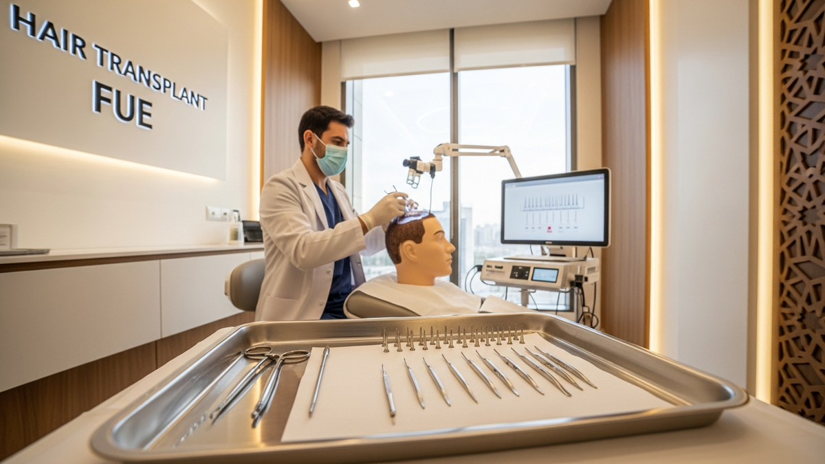 Turkey hair transplant FUE procedure in a modern clinic setting