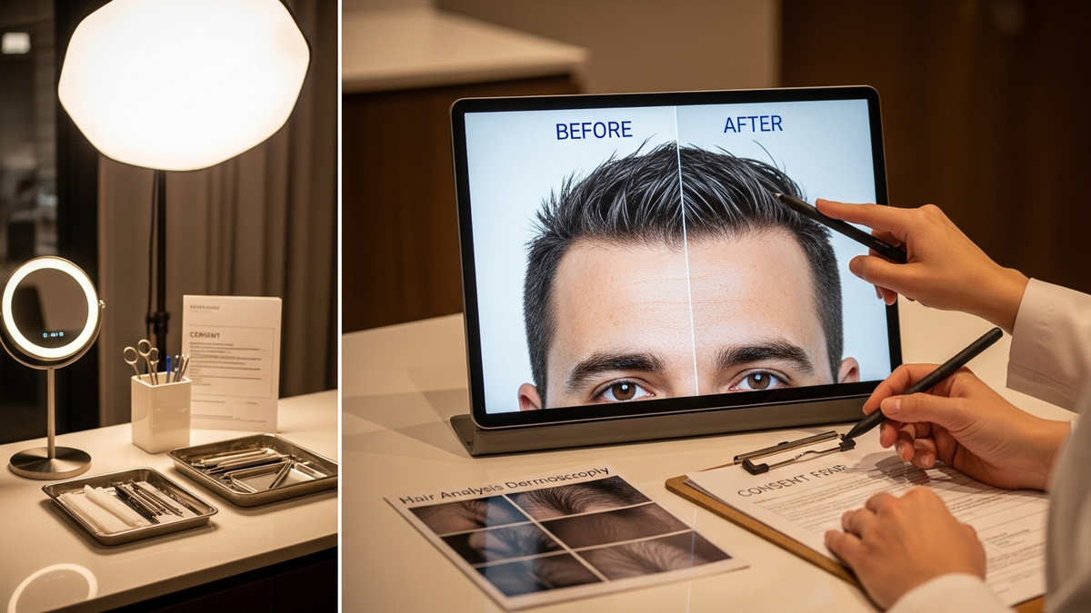 Hair transplant before after results showing natural hairline restoration