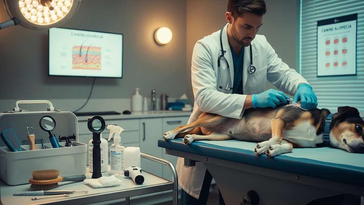 Treatment of hair loss in dogs vet exam and coat assessment