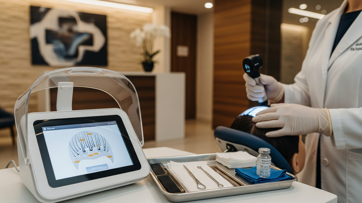 Hair treatment hair loss consultation for scalp assessment and diagnosis