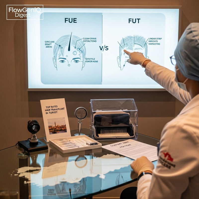 FUE and FUT graft extraction comparison for top rated hair transplant in turkey