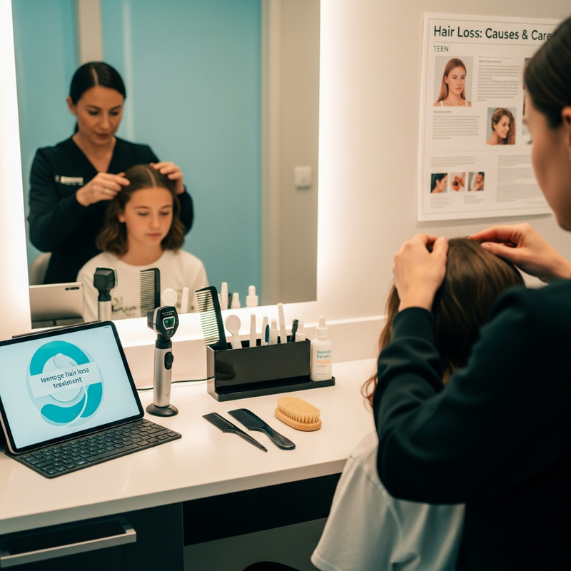 Teenage hair loss treatment consultation for diagnosis, scalp care, and therapy options