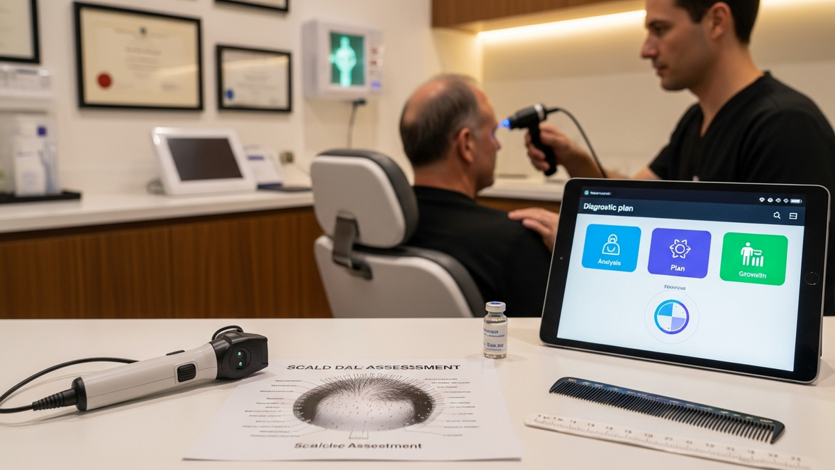 Hair treatment for hair loss men consultation and scalp assessment