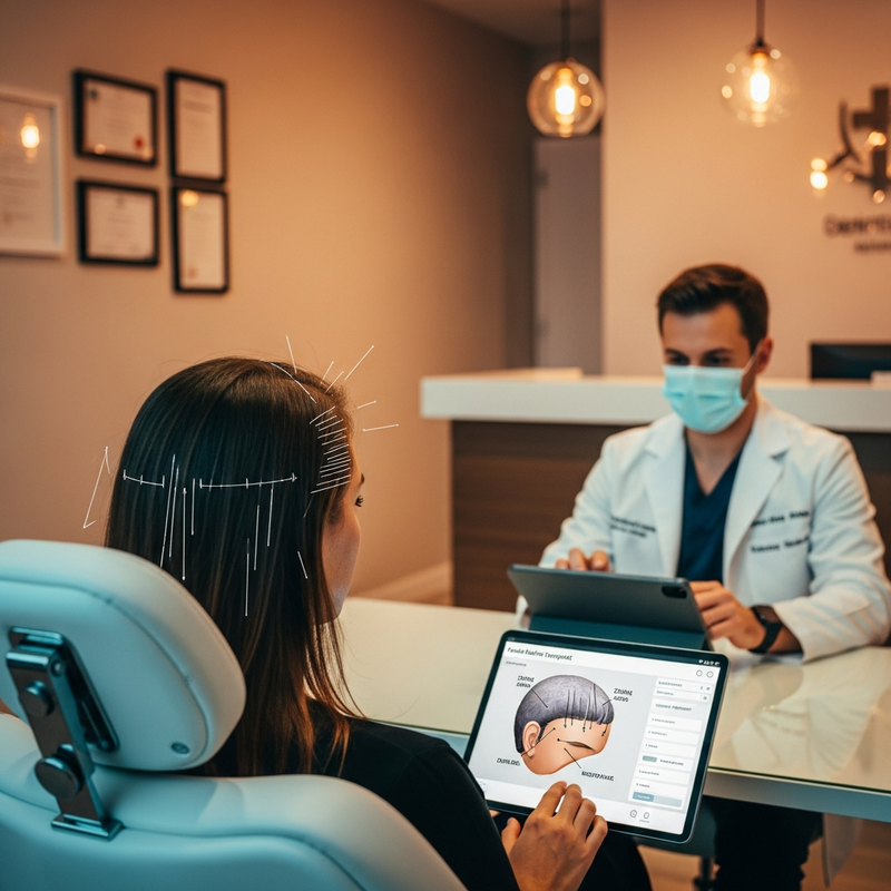 Female hair transplant consultation for FUE and FUT options and recovery timeline