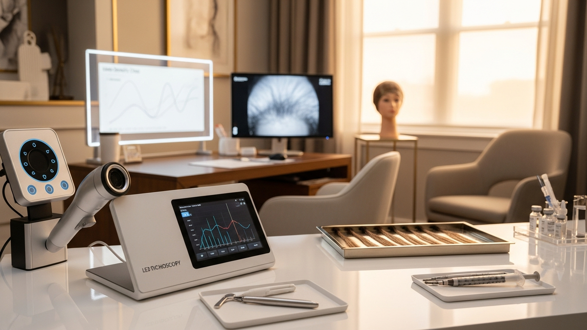 Woman researching the best treatment hair loss women options with a dermatologist