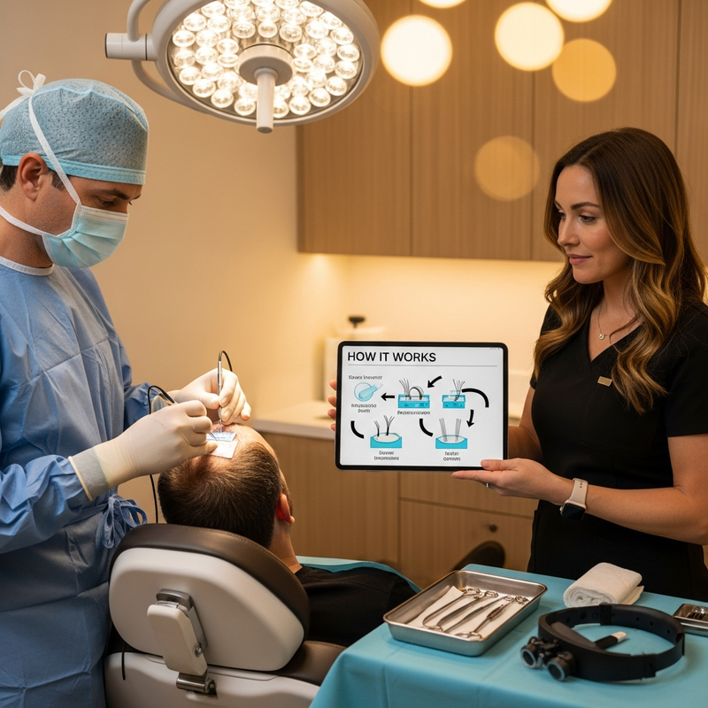 Surgeon mapping recipient sites for hair transplant graft placement