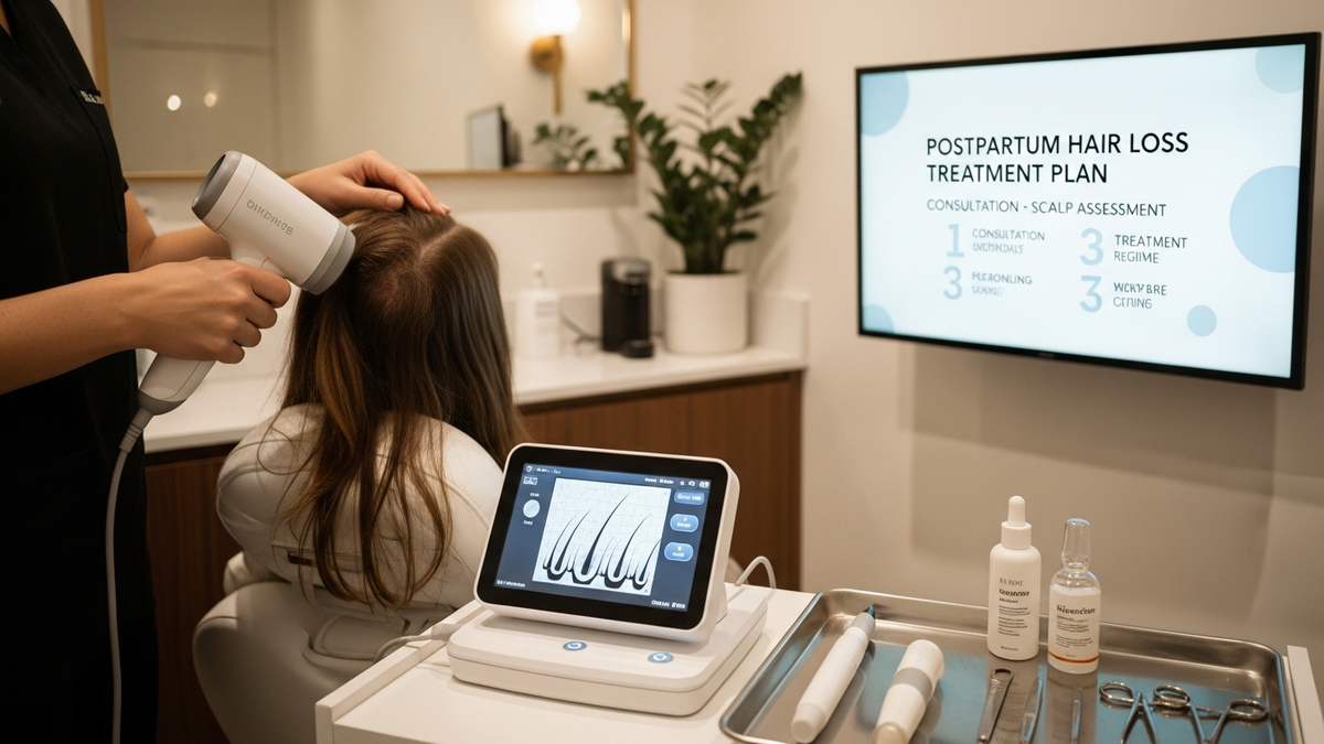 Treatment for post partum hair loss plan with scalp care and regrowth timeline