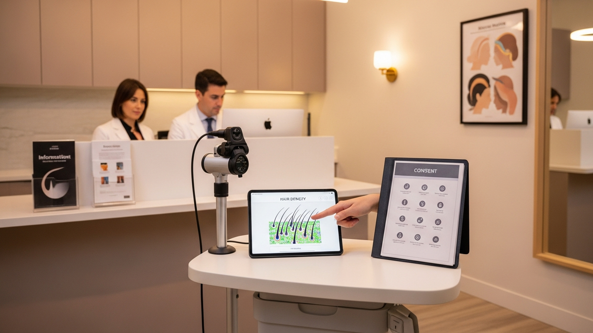 Hair transplant clinic consultation for natural-looking hair restoration results