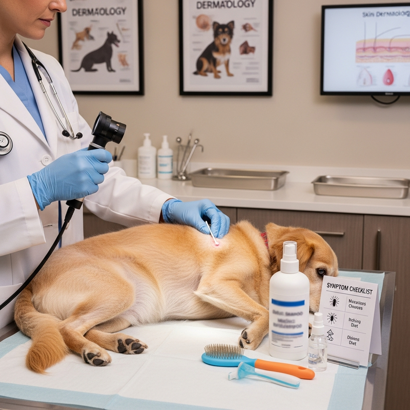 Dogs hair loss treatment support with gentle grooming, prevention, and vet care