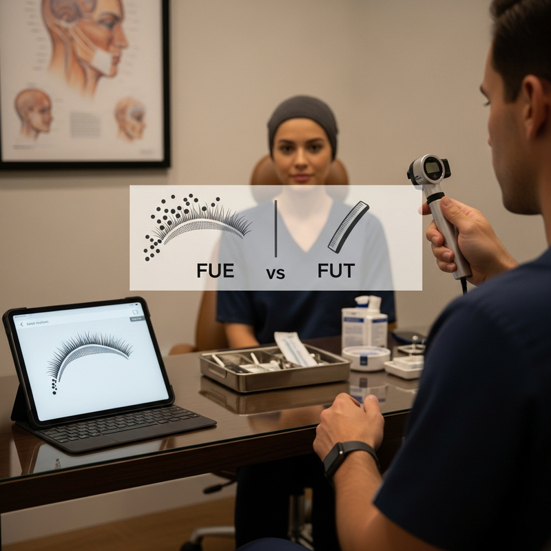 Hair transplant for women graft planning and density mapping with FUE and FUT options