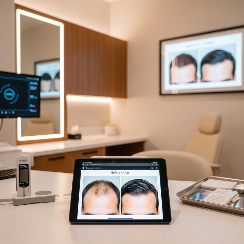 Hair transplant before and afters demonstrating increased density