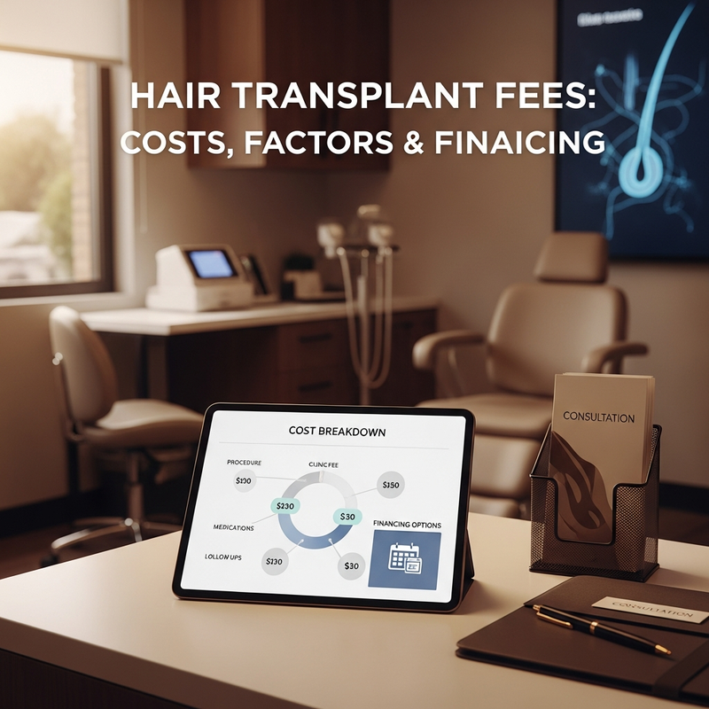 Surgeon planning hair transplant grafts and discussing hair transplant fees