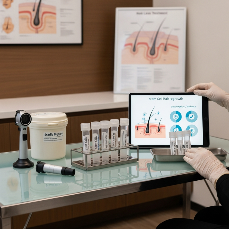 Stem cell hair loss treatment exosome concept for hair regrowth evaluation
