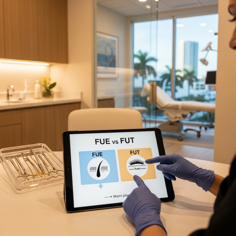 Miami Florida hair transplant planning overview for FUE or FUT