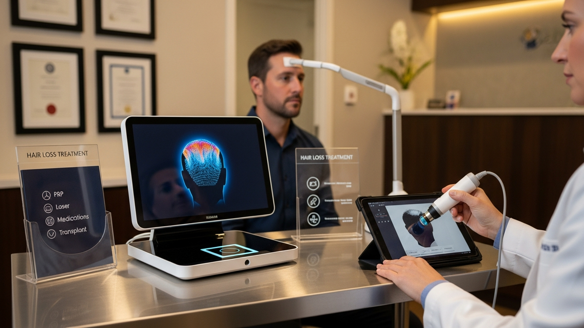 Treatment for hair loss for men options including medication, PRP, and hair transplant