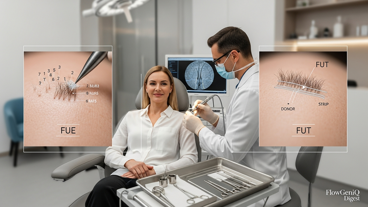 Hair implant for woman consultation for FUE vs FUT planning