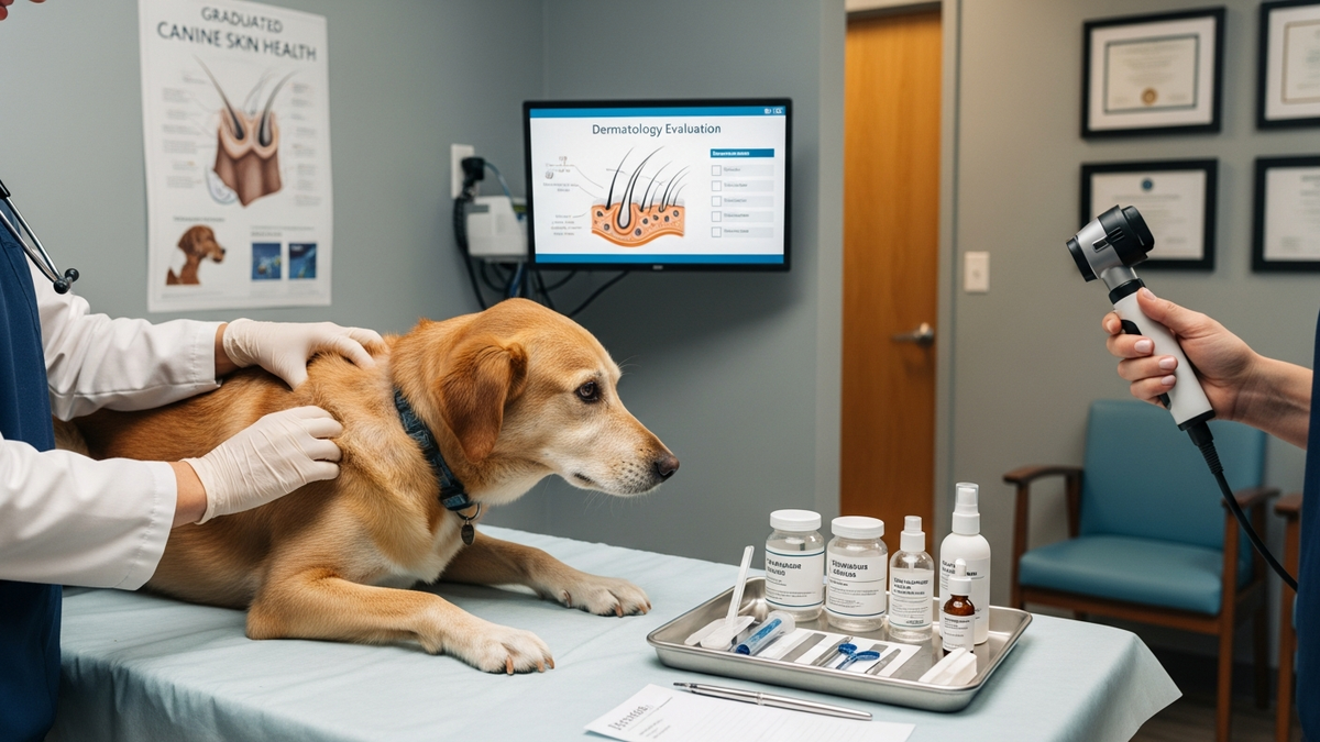 Treatment for hair loss on dogs with veterinary skin diagnosis and care plan