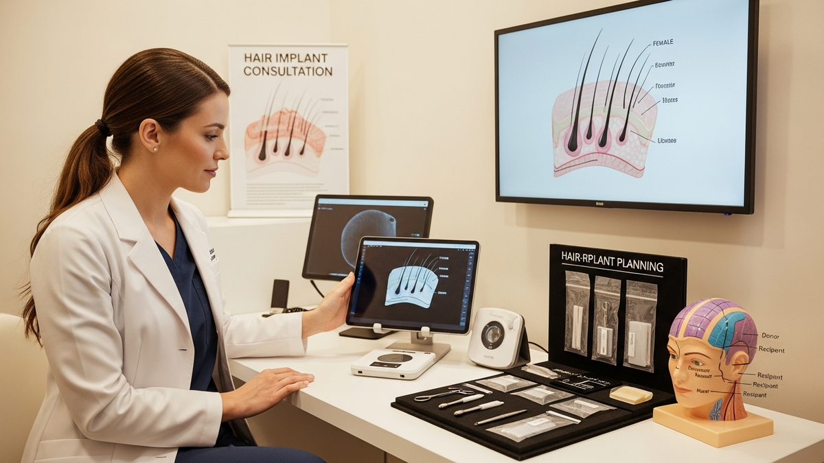 Hair implant for ladies with natural density planning and female hair restoration design