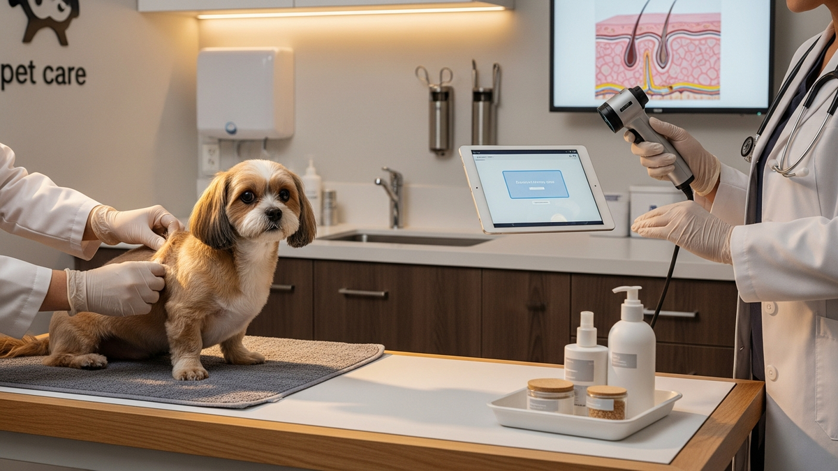 Dog treatment for hair loss with gentle grooming and vet-guided care