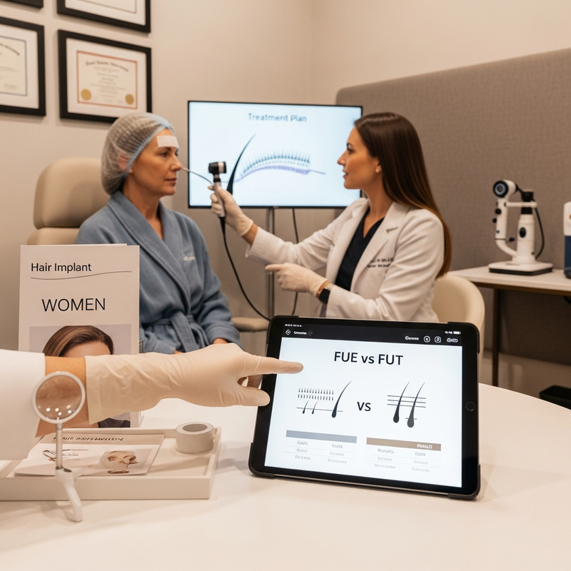 Hair implant women clinic consultation for natural hair restoration