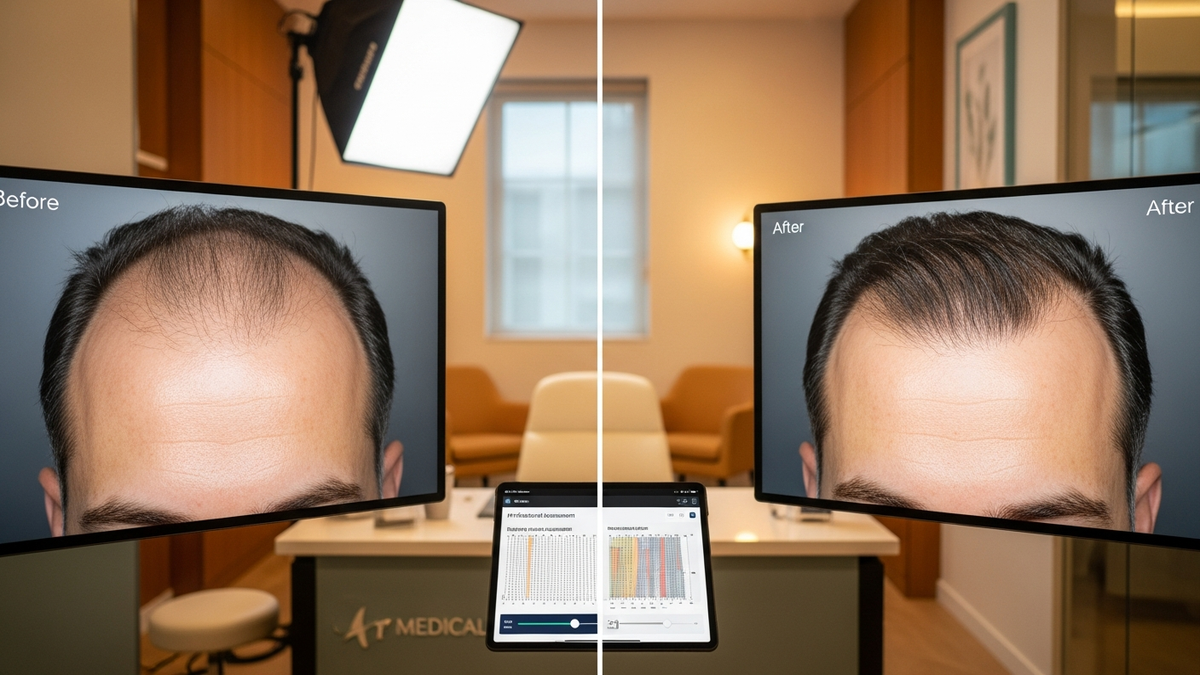 before hair transplant and after timeline showing recovery stages