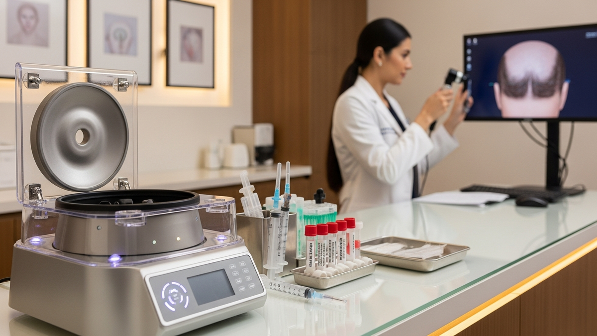 PRP treatment for hair loss consultation assessing thinning scalp