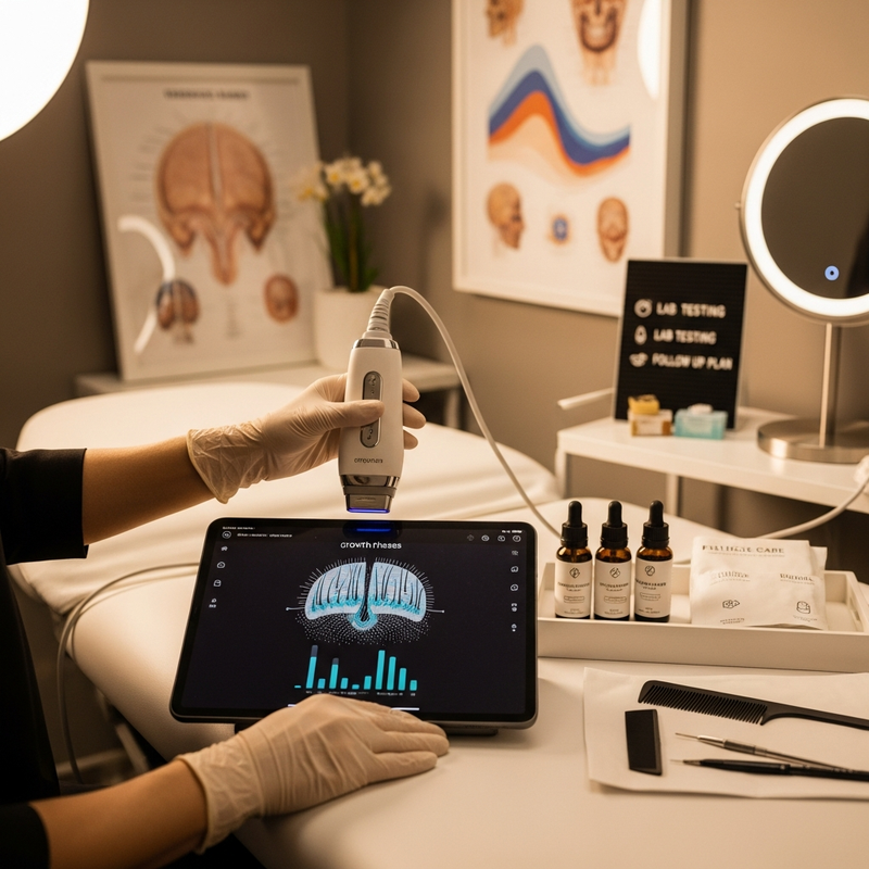 Hair growth treatment plan checklist for diagnosis, timeline, and objective measurement