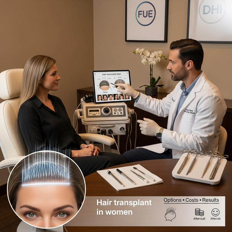 Hair transplant in women procedure planning with graft mapping and design