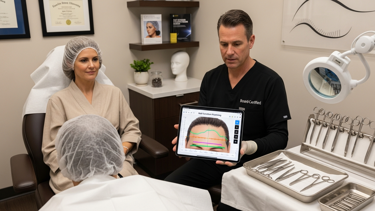 Female patient discussing hair transplant options for women’s hair loss