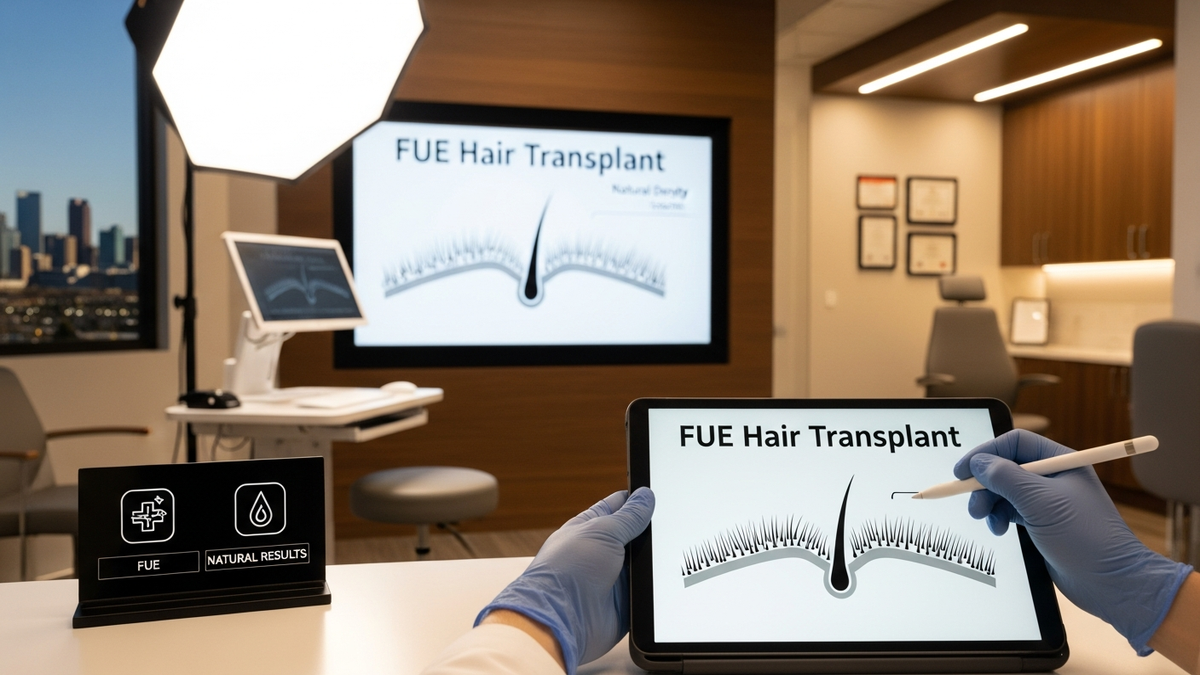 FUE hair transplant in Denver with AI-assisted planning for natural hairline restoration