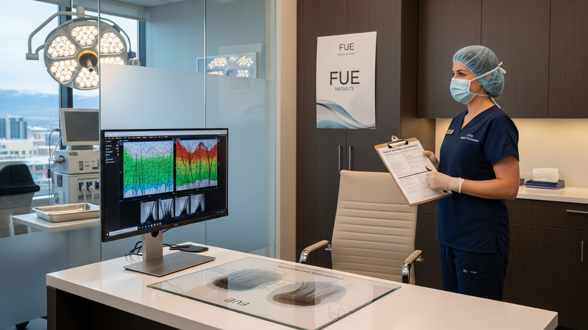 Hair transplant Denver consultation with AI-assisted FUE planning at FUEsion Hair Clinics