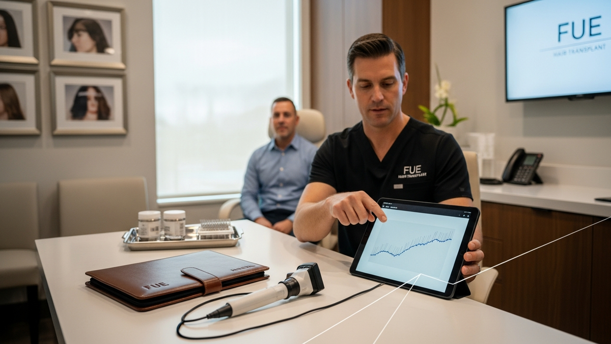 Hair transplant surgery Denver consultation with FUEsion Hair Clinics team