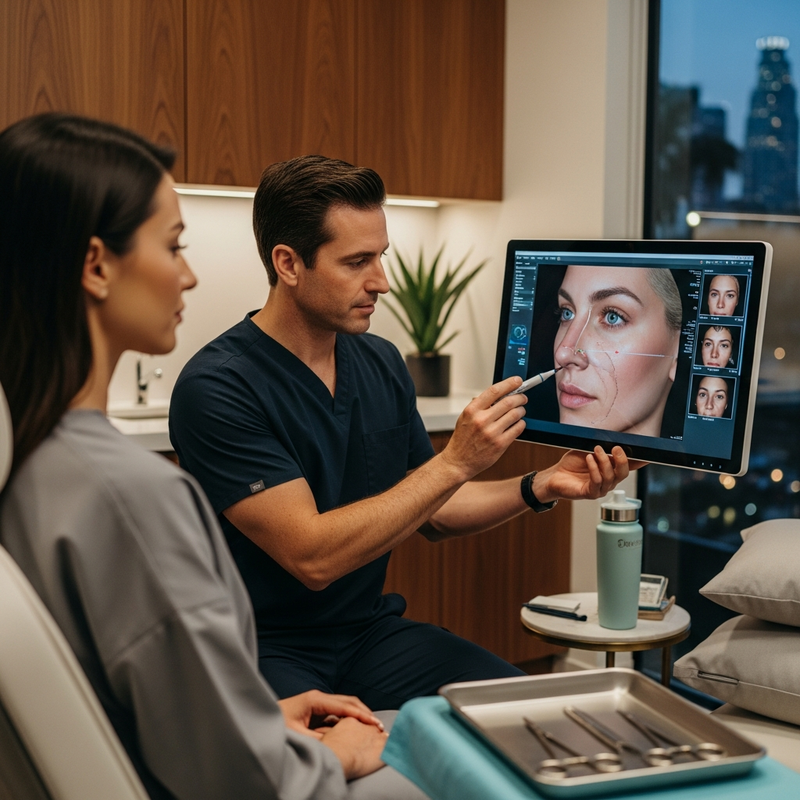 Los Angeles rhinoplasty overview: natural-looking nose goals and recovery timeline card
