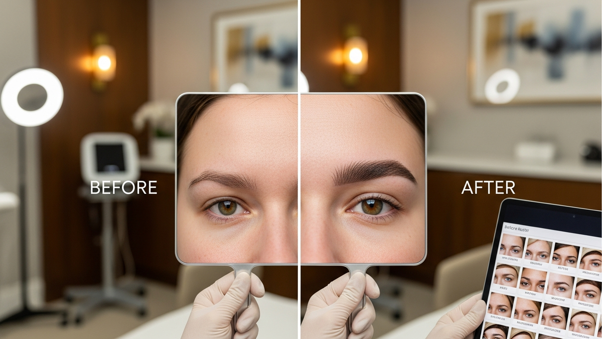 Eyebrow transplant photos guide showing natural eyebrow hair regrowth timeline and before-and-after results