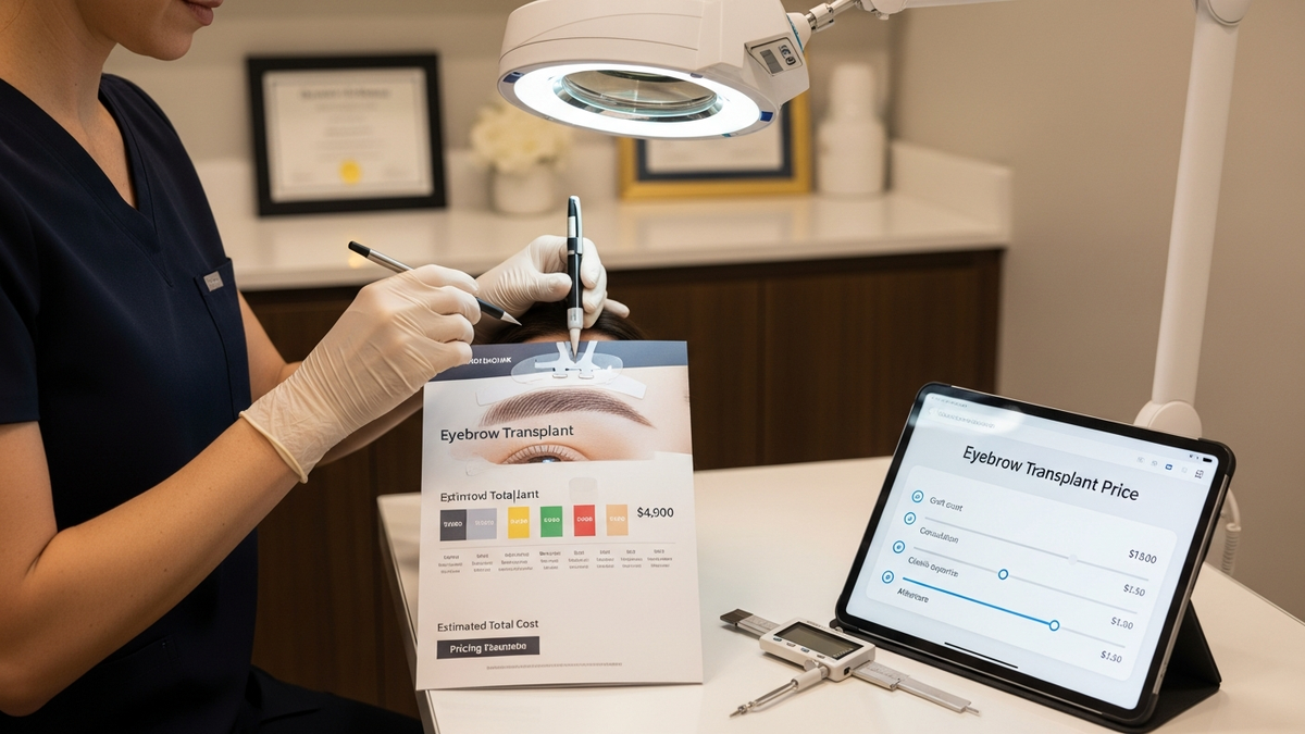 Eyebrow transplant price guide with natural-looking eyebrow restoration concept photo