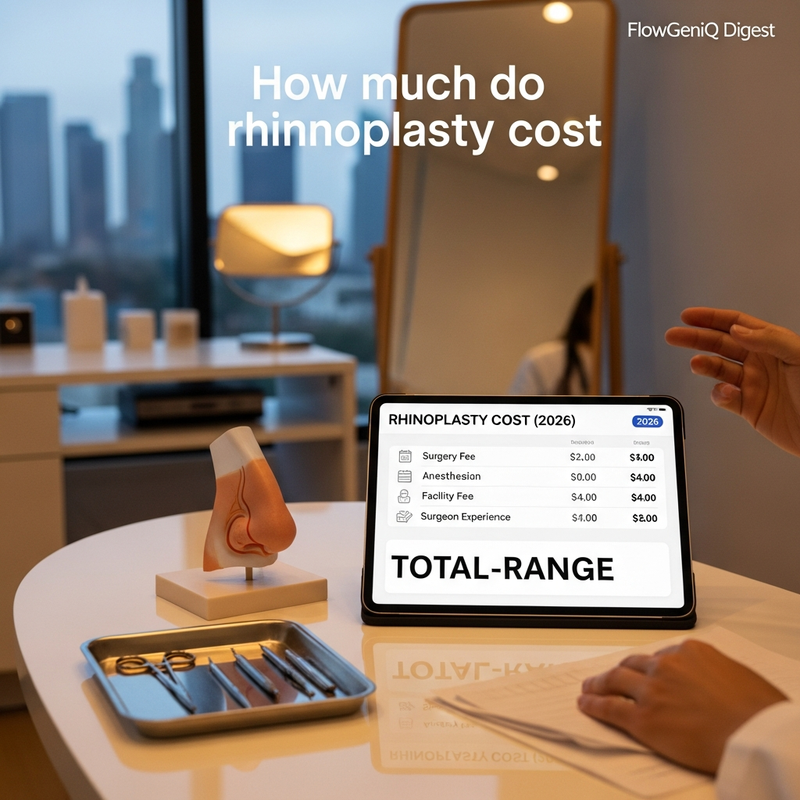 Rhinoplasty cost infographic-style image showing nose anatomy and consultation checklist for how much do rhinoplasty cost