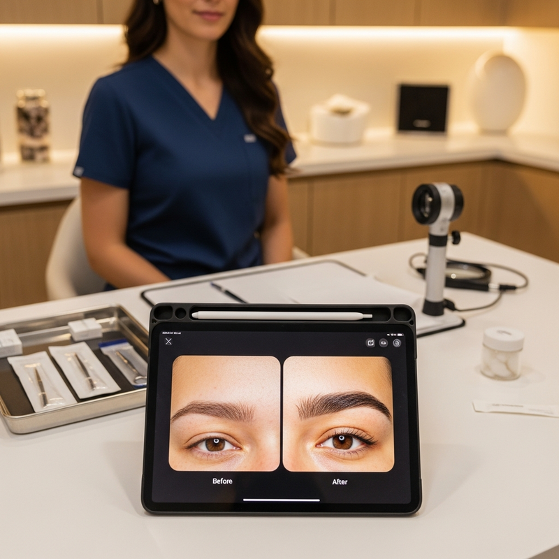 Eyebrow transplant before and after—close-up of natural-looking eyebrow regrowth and direction