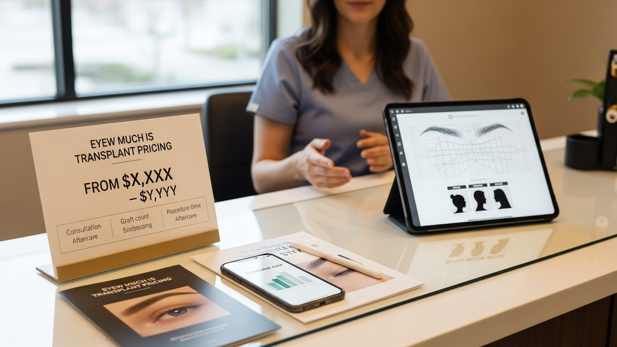 Eyebrow transplant consultation: natural eyebrow design planning with a surgeon for how much is eyebrow transplant pricing guidance