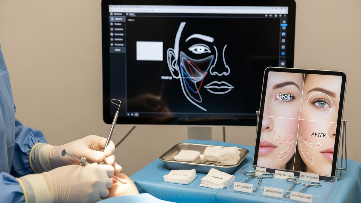 Facial fat grafting consultation in Los Angeles showing natural facial contour and volume restoration planning