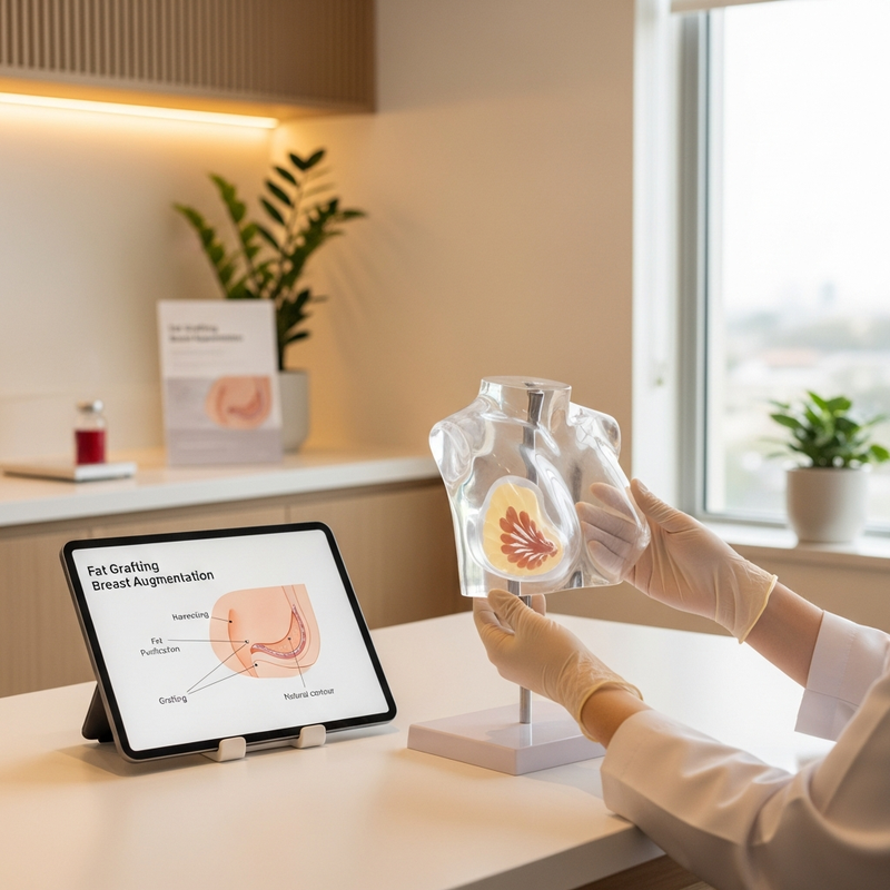 Breast augmentation with fat grafting—natural volume concept image showing fat grafting contour planning