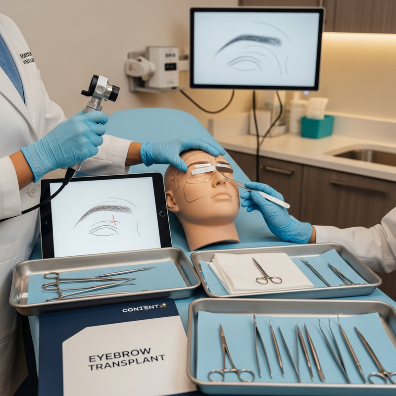 Eyebrow transplant surgery results concept image highlighting natural eyebrow shape and hair direction