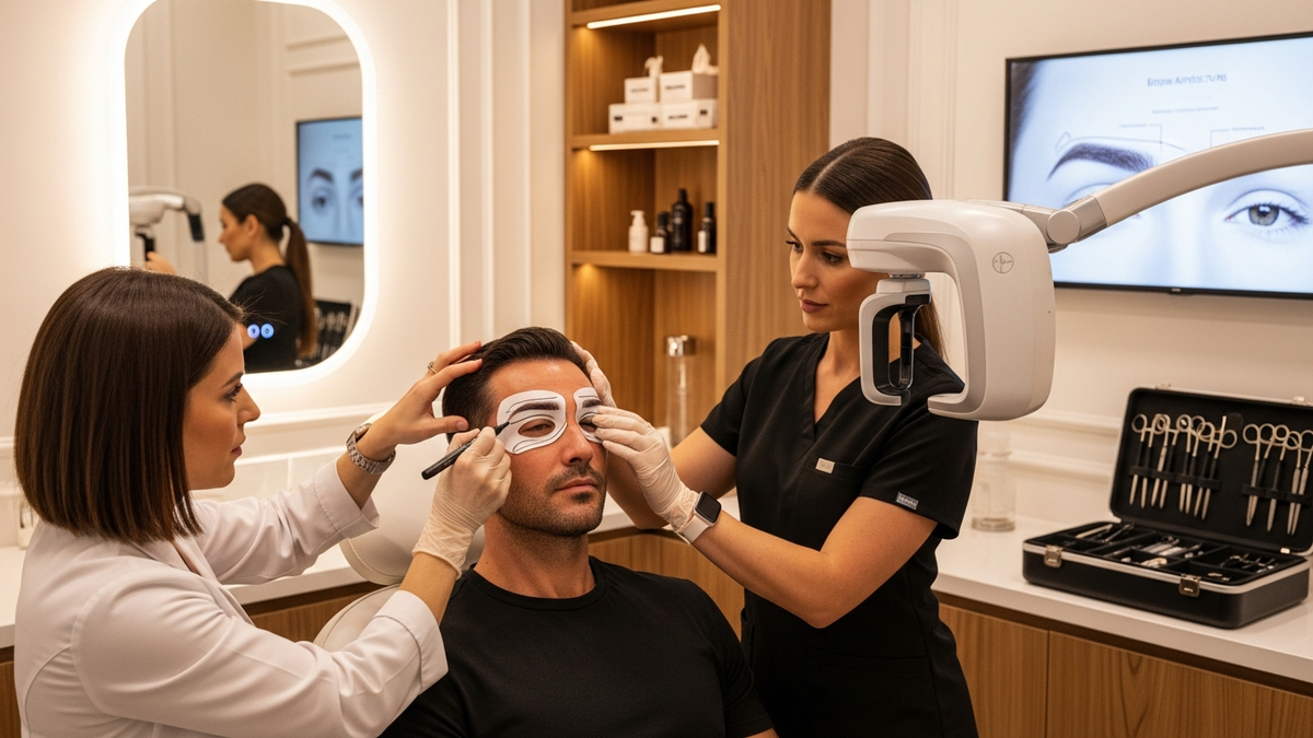 Eyebrow transplant male concept image showing natural-looking eyebrow restoration and facial symmetry