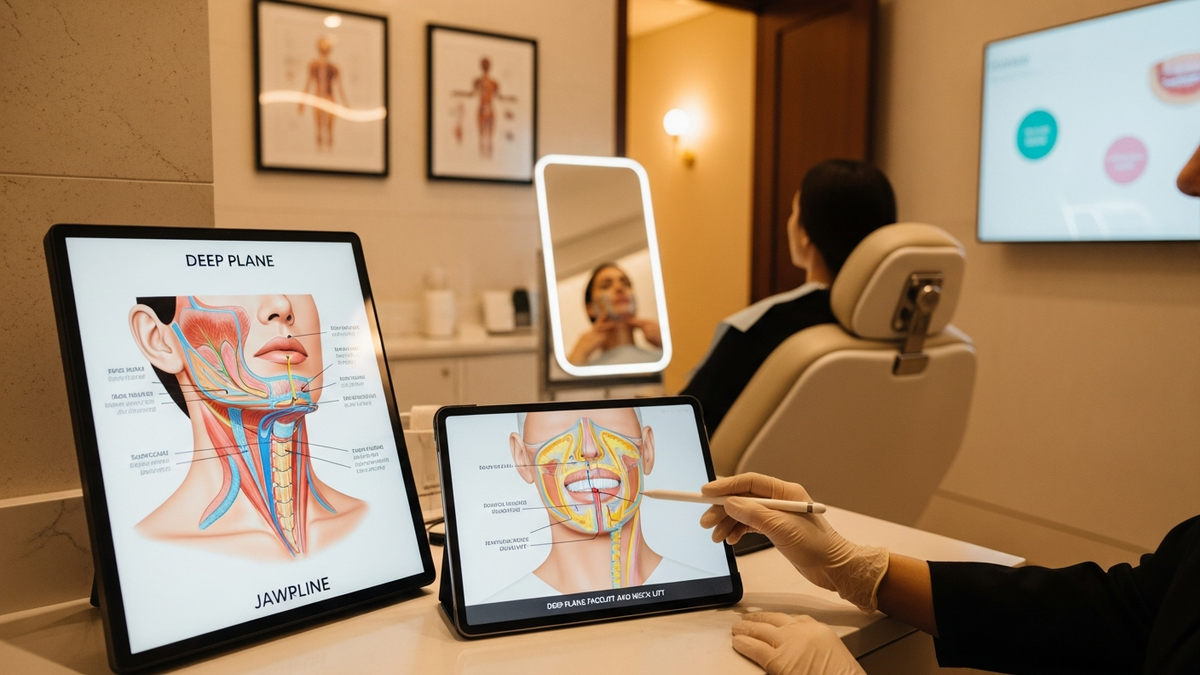 Deep plane facelift and neck lift consultation in Los Angeles showing natural facial rejuvenation planning