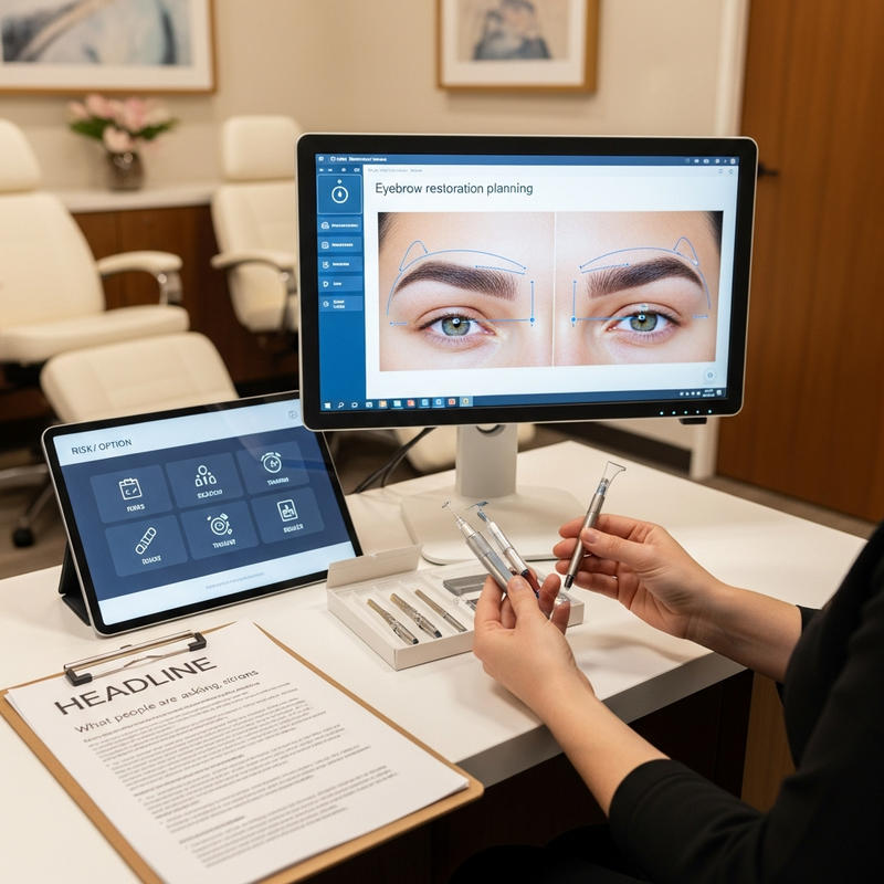 Eyebrow transplant results planning card featuring eyebrow hair restoration and natural facial harmony