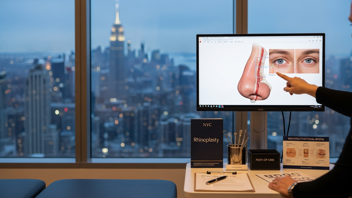 Rhinoplasty in NYC: surgeon consultation and 3D facial planning for natural-looking nose reshaping and improved breathing