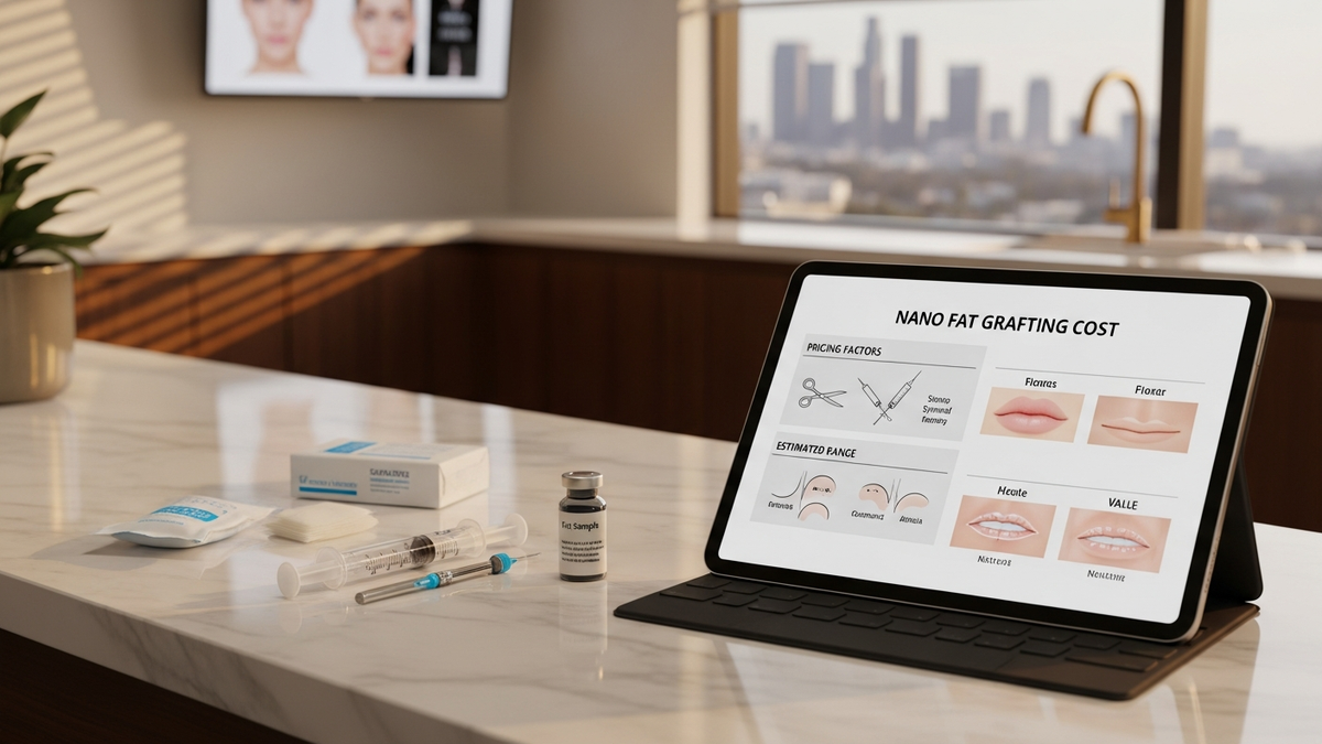 Nano fat grafting cost guide in Los Angeles featuring a professional facial plastic consultation setting for natural volume restoration