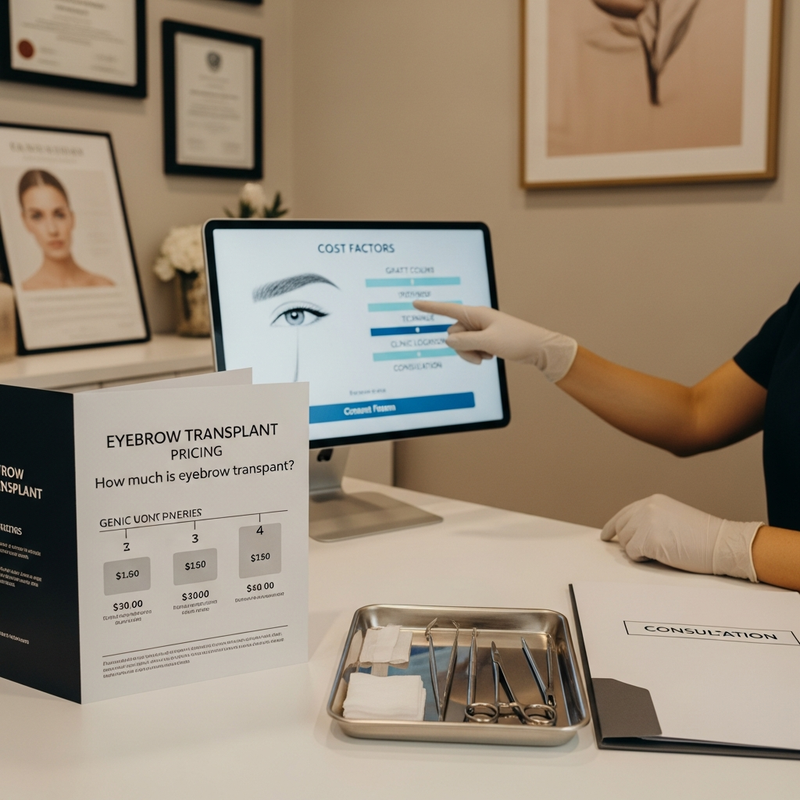 Close-up of eyebrow transplant results and brow mapping for understanding how much is eyebrow transplant and what affects cost