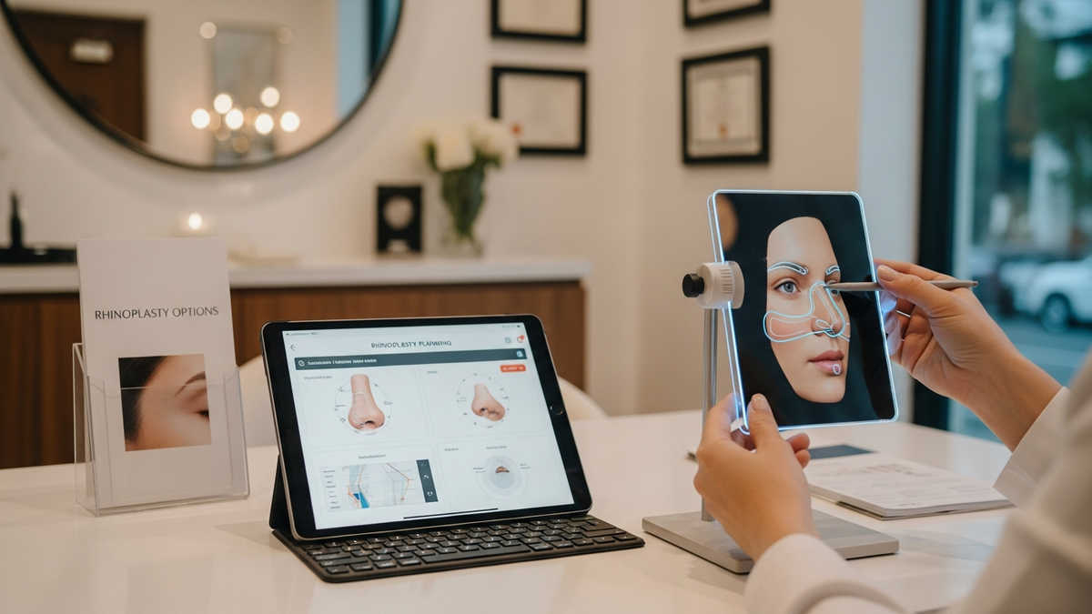 Beverly Hills rhinoplasty consultation with a board-certified facial plastic surgeon discussing natural nose reshaping goals