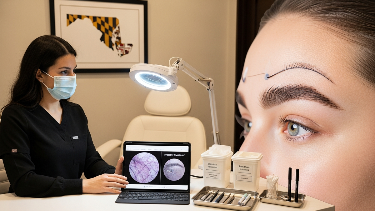 Eyebrow transplant maryland guide image showing natural eyebrow design and facial symmetry concept