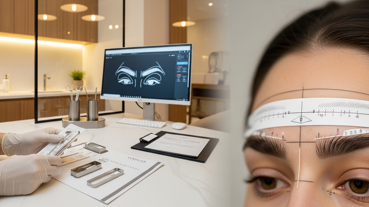 Eyebrow transplant surgery consultation illustration showing natural eyebrow restoration planning
